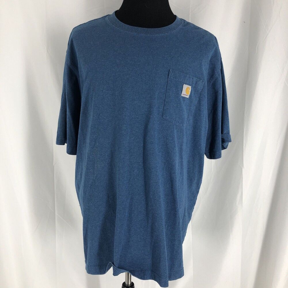 Carhartt T-Shirt Men’s Blue Pocket Short Sleeve Loose Fit Work Tee 2XL